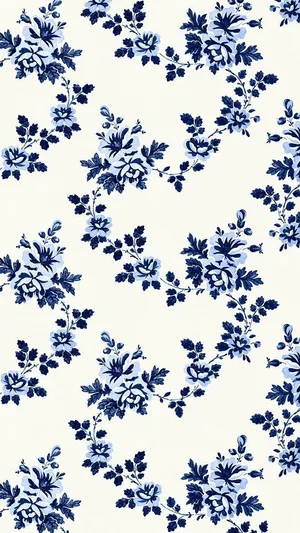 Blue Floral Pattern Background Wallpaper
