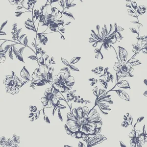 Blue Floral Pattern Background Wallpaper