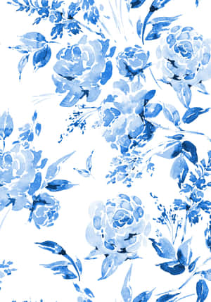 Blue Floral Pattern Background Wallpaper