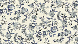 Blue Floral Pattern Background Wallpaper