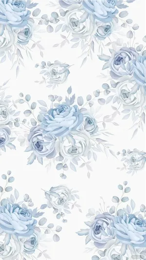 Blue Floral Pattern Background Wallpaper