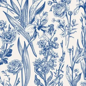 Blue Floral Pattern Design Wallpaper