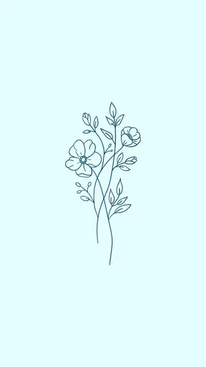 Blue Floral Sketch Art Wallpaper