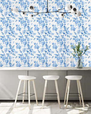 Blue Floral Wallpaper Interior Design Wallpaper