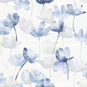 Blue Floral Watercolor Pattern Wallpaper