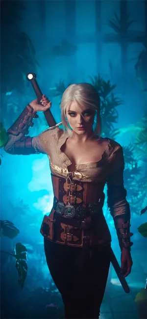 Blue Forest Ciri Witcher 3 Phone Wallpaper