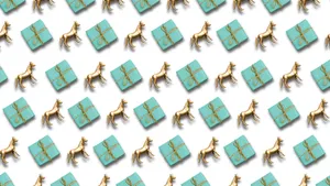 Blue Gift Boxes And Deer Wallpaper