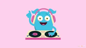 Blue Girly Cute Dj Pink Aesthetic Wallpaper