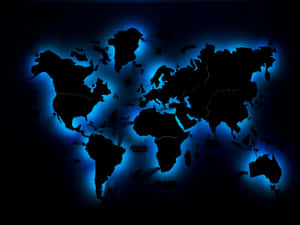 Blue Glow World Map Wallpaper