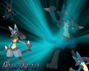 Blue Green Spotlight Pokemon Lucario Wallpaper