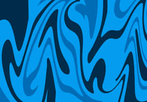 Blue Groovy Waves Abstract Wallpaper