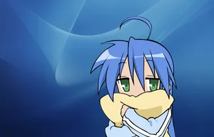 Blue Haired Anime Character Cute Pose.jpg Wallpaper