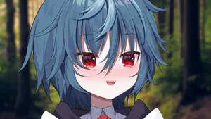 Blue Haired Anime Character With Red Eyes Wallpaper