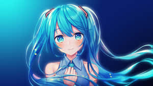 Blue Haired Anime Girl Cutecore Aesthetic Wallpaper