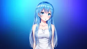 Blue Haired Anime Girl Portrait Wallpaper