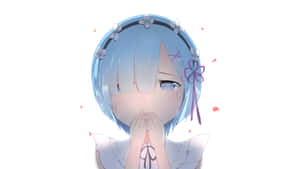 Blue Haired Anime Girl Sad Expression Wallpaper