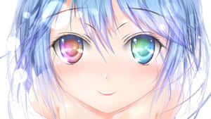 Blue Haired Anime Girl Smiling Wallpaper