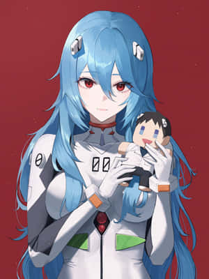 Blue Haired Anime Girl With Plushie Wallpaper