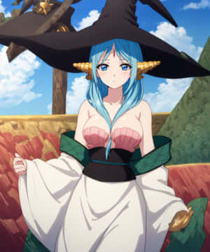 Blue Haired Anime Witch Yamraiha Wallpaper