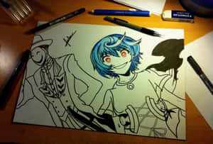 Blue Haired Character Artwork Wallpaper