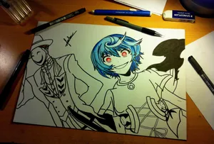 Blue Haired Character Artwork Wallpaper