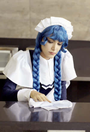 Blue Haired Maid Cosplay Wallpaper