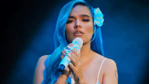Blue Haired Singer Performance Wallpaper