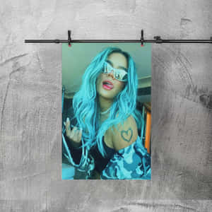 Blue Haired Woman Sunglasses Aesthetic Wallpaper