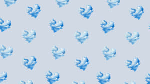 Blue Heart Clouds Pattern Wallpaper