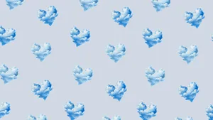 Blue Heart Clouds Pattern Wallpaper