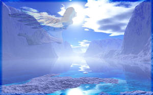 Blue Heaven And Angel Wallpaper