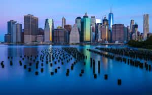 Blue Hudson River With Freedom Tower Skyline Wallpaper