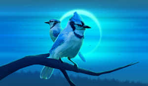 Blue Jays Moonlit Perch Wallpaper