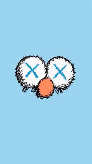 Blue Kaws Cartoon Face Artwork Wallpaper