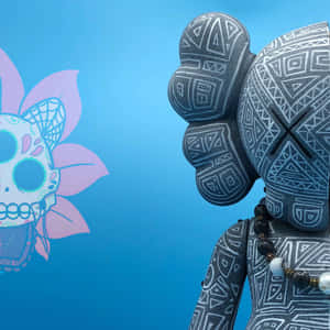 Blue Kaws Figure Against Sky Wallpaper