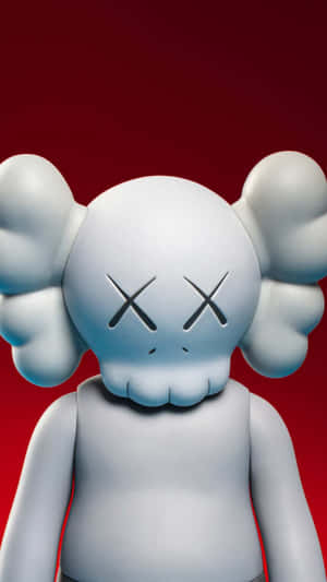 Blue Kaws Figure Red Background Wallpaper