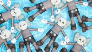 Blue Kaws Figures Floating Pool Wallpaper