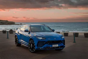 Blue Lambo Truck Urus View Wallpaper