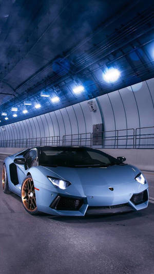 Blue Lamborghini Aventador Car Iphone Wallpaper