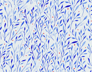 Blue Leaf Pattern Background Wallpaper