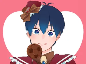 Blue Lock Anime Character With Soccer Ball Chocolate Wallpaper
