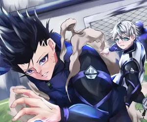 Blue Lock Intense Soccer Action Wallpaper