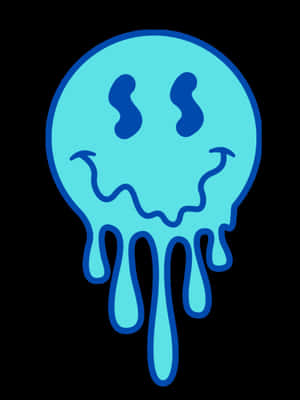 Blue Melting Smiley Face Graphic Wallpaper