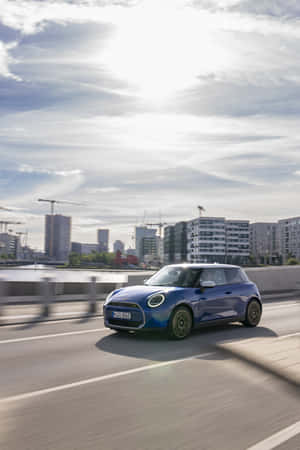 Blue Mini Cooper S E City Drive Wallpaper