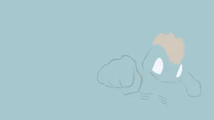 Blue Minimalist Artwork Of The Pokemon Machop Wallpaper