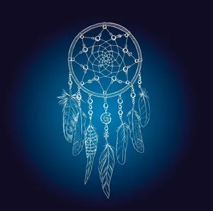 Blue Minimalist Dream Catcher Art Wallpaper
