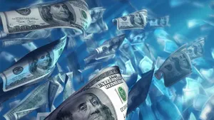 Blue Money Flow Aesthetic Wallpaper