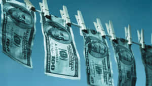 Blue Money Hanging On Line Wallpaper