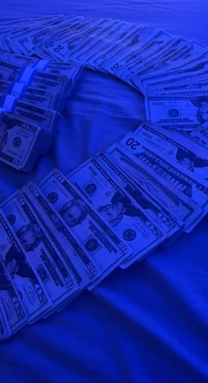 Blue Money Stack Aesthetic Wallpaper
