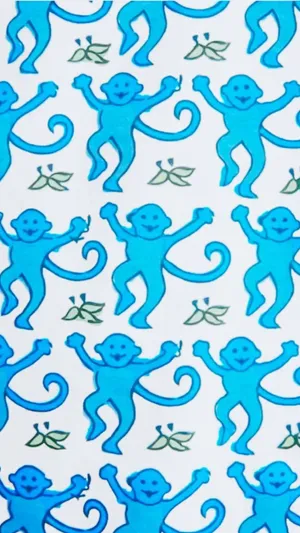 Blue Monkey Pattern Roller Rabbit Wallpaper